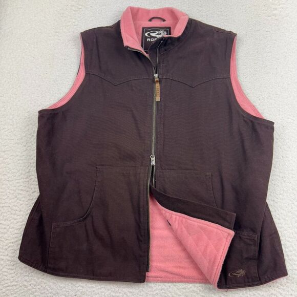 Roper Vest Women's 1X Brown Full Zip Fleece Lined Canvas Jacket Cowgirl Western - Picture 4 of 11